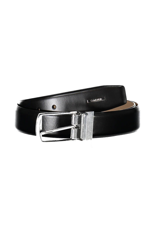 Calvin Klein Sleek Black Leather Belt with Logo Buckle