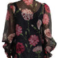 Dolce & Gabbana Elegant Floral Silk Scarf Neck Blouse