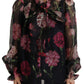 Dolce & Gabbana Elegant Floral Silk Scarf Neck Blouse