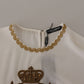 Dolce & Gabbana Elegant Silk Blouse with Gold Crown Embroidery