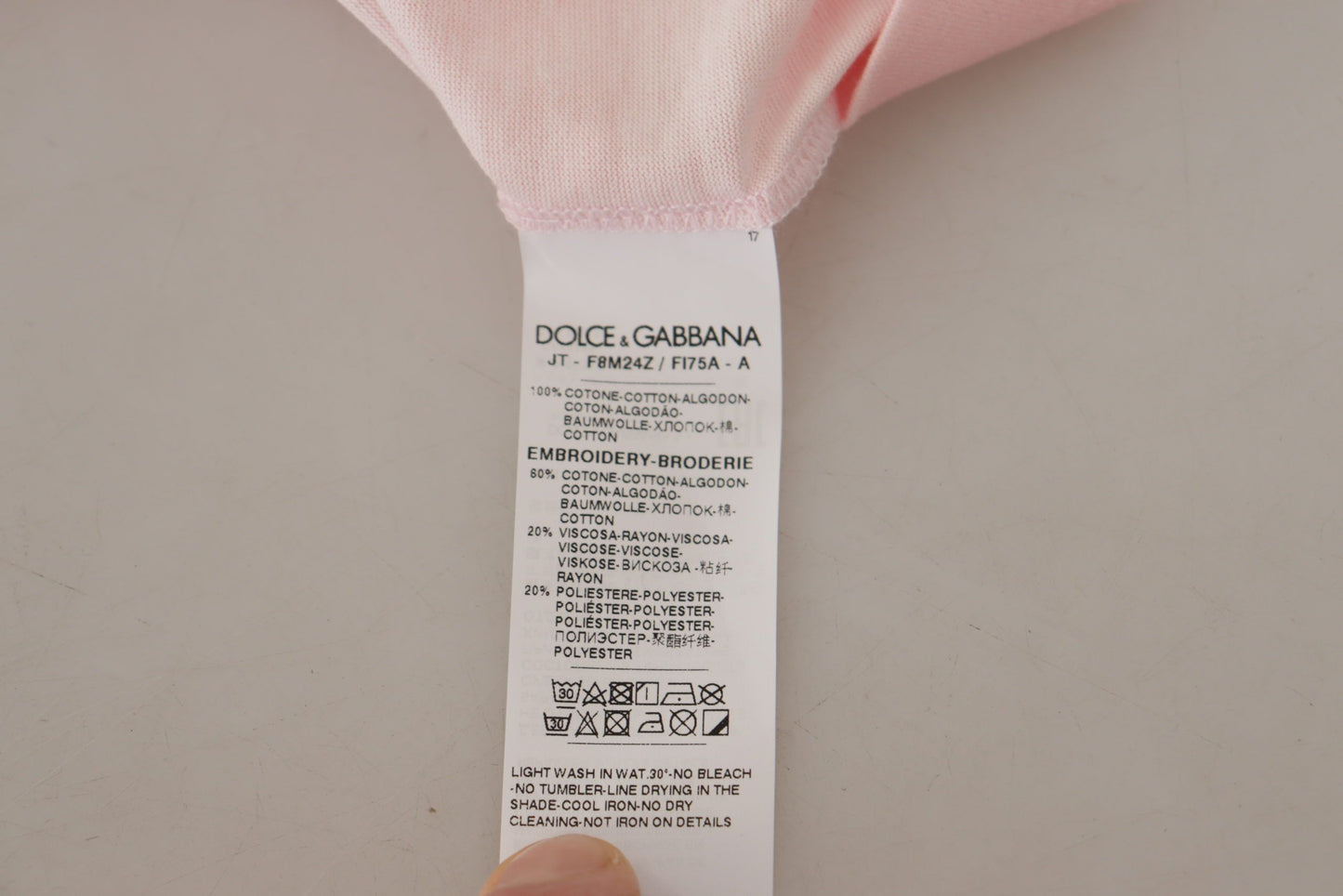 Dolce & Gabbana Floral Henley Cotton Tee in Pink