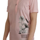 Dolce & Gabbana Floral Henley Cotton Tee in Pink