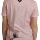 Dolce & Gabbana Floral Henley Cotton Tee in Pink