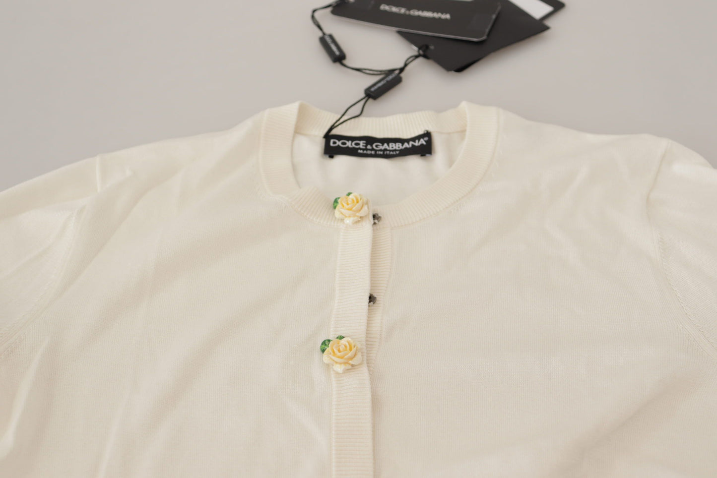 Dolce & Gabbana Elegant Off-White Silk Cardigan