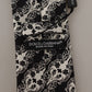 Dolce & Gabbana Black White Flower 100% Silk Print Adjustable Accessory Tie