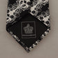 Dolce & Gabbana Black White Flower 100% Silk Print Adjustable Accessory Tie