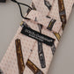 Dolce & Gabbana Pink Pen Dots Print 100% Silk Adjustable Neck Accessory Tie