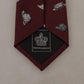 Dolce & Gabbana Maroon Hat Pattern 100% Silk Adjustable Accessory Tie
