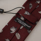 Dolce & Gabbana Maroon Hat Pattern 100% Silk Adjustable Accessory Tie