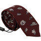 Dolce & Gabbana Maroon Hat Pattern 100% Silk Adjustable Accessory Tie