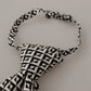 Dolce & Gabbana Black White Geometric 100% Silk Adjustable Accessory Tie