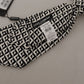 Dolce & Gabbana Black White Geometric 100% Silk Adjustable Accessory Tie