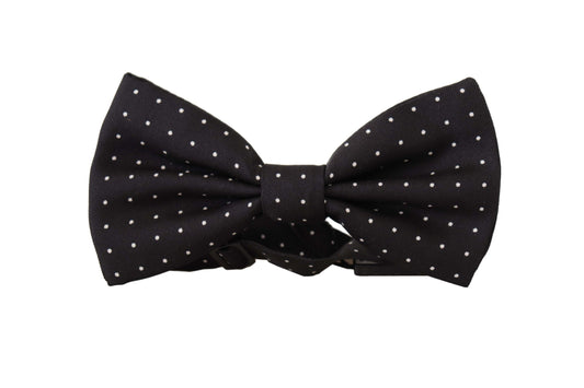 Dolce & Gabbana Black White Polka Dot 100% Silk Neck Papillon Tie
