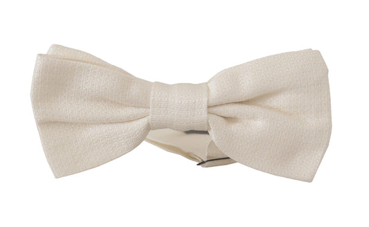 Dolce & Gabbana Elegant Off White Silk Bow Tie