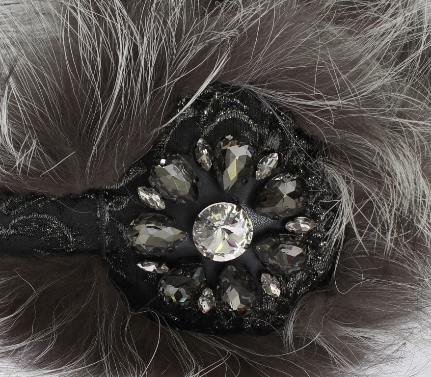 Dolce & Gabbana Elegant Fur and Crystal Ear Muffs