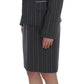 BENCIVENGA Elegant Gray Striped Dress & Blazer Suit Set