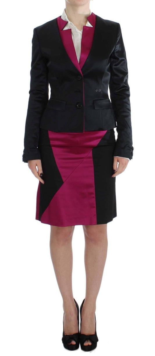 Exte Chic Black and Pink Skirt Suit Ensemble