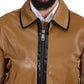 Dolce & Gabbana Elegant Dark Camel Zip Blouson Jacket