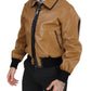 Dolce & Gabbana Elegant Dark Camel Zip Blouson Jacket