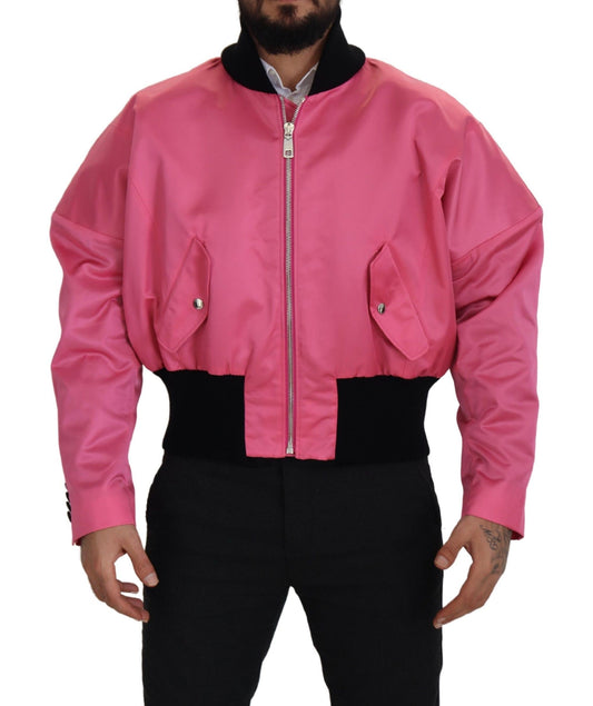 Dolce & Gabbana Elegant Pink Nylon Bomber Jacket