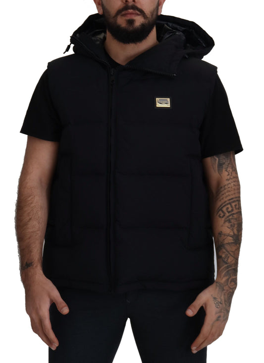 Dolce & Gabbana Sleek Black Hooded Short Sleeve Jacket