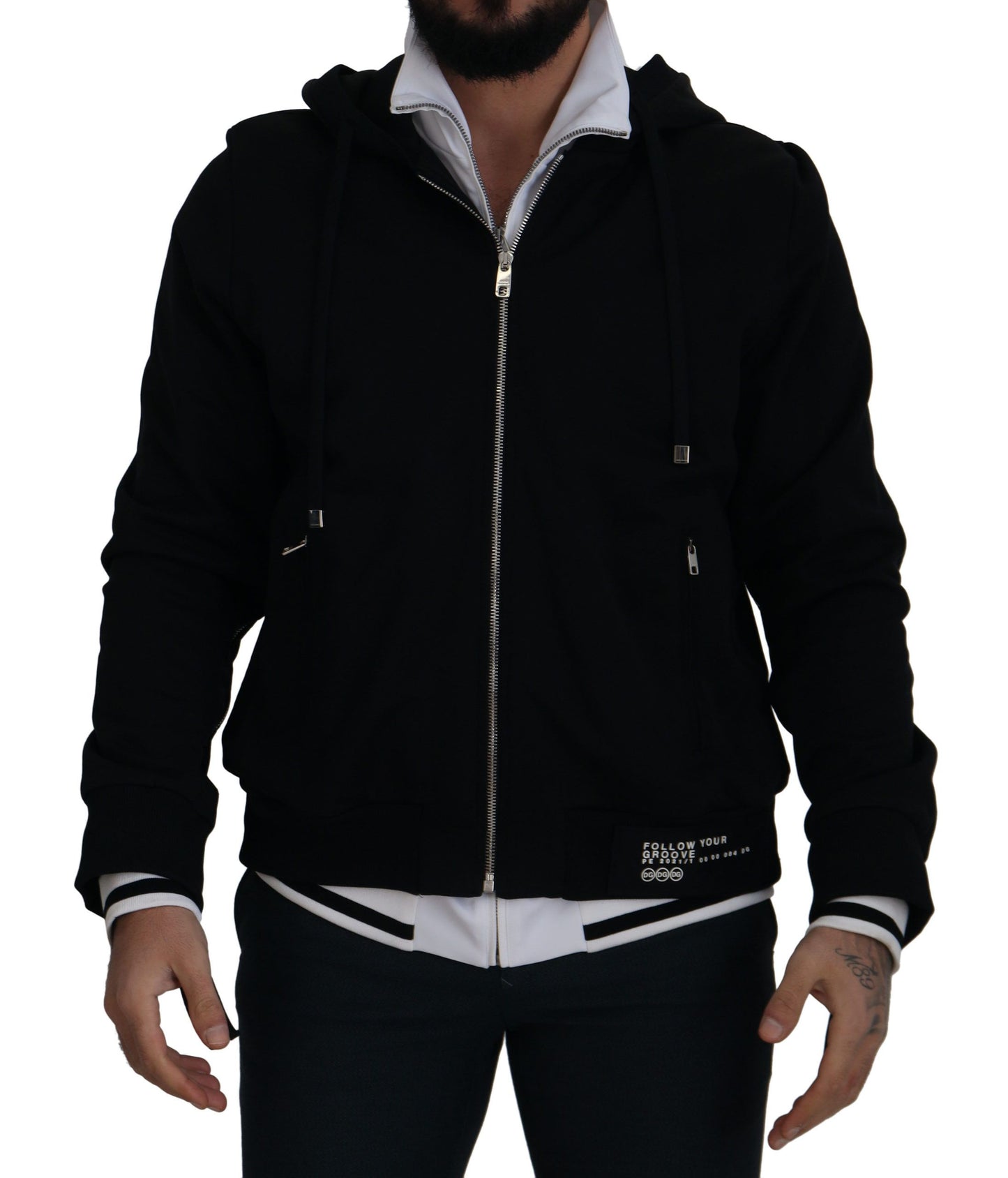 Dolce & Gabbana Elegant Black Bomber Jacket with Hood