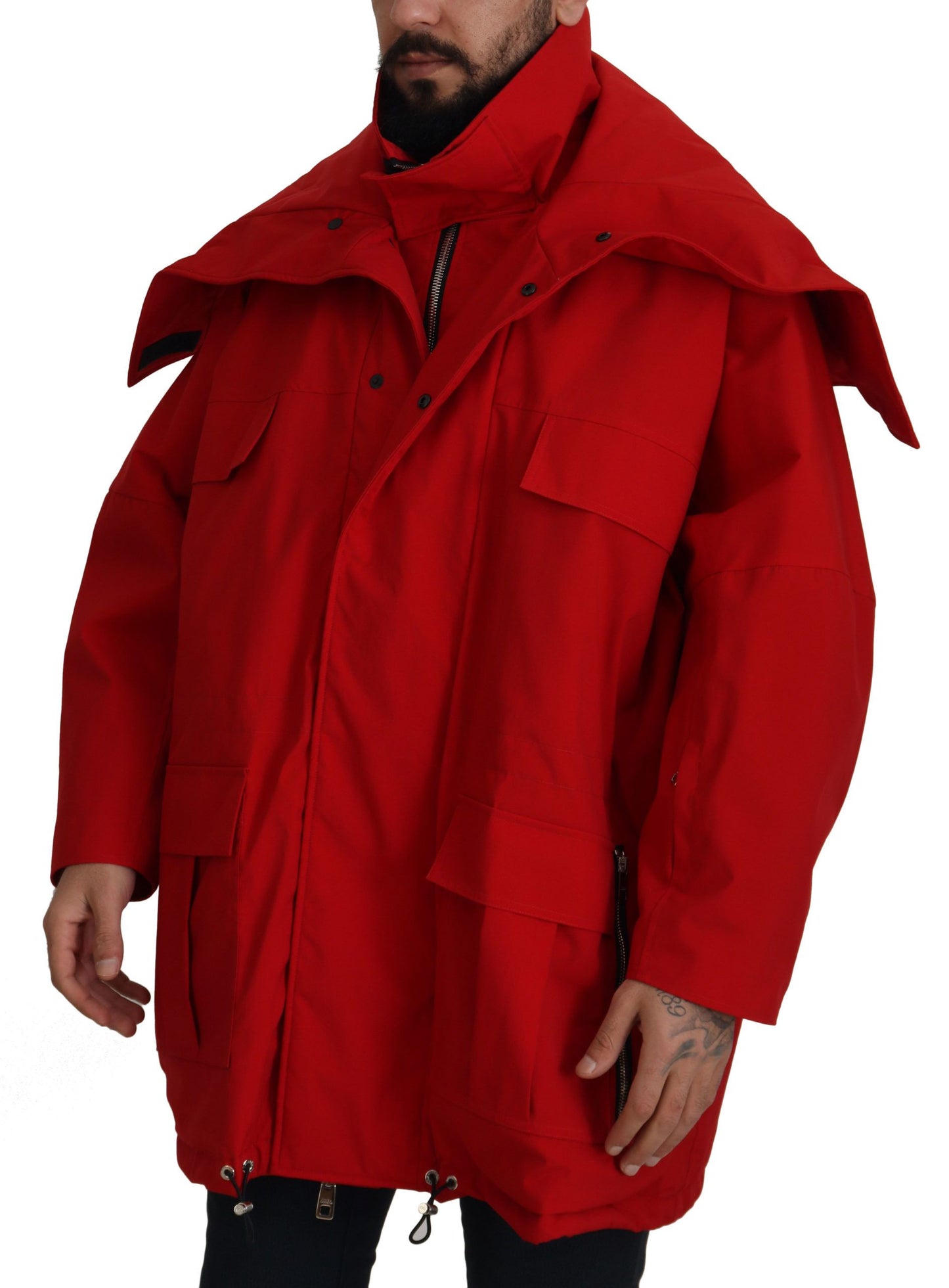 Dolce & Gabbana Sleek Red Lightweight Windbreaker Jacket