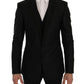 Dolce & Gabbana Elegant Black and Blue Silk Blend Blazer Set