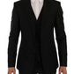 Dolce & Gabbana Elegant Black and Blue Silk Blend Blazer Set