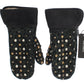 Dolce & Gabbana Gray Wool Shearling Studded Green Leopard Gloves