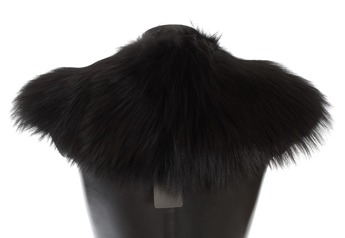 Dolce & Gabbana Black Fox Fur Chic Shoulder Wrap