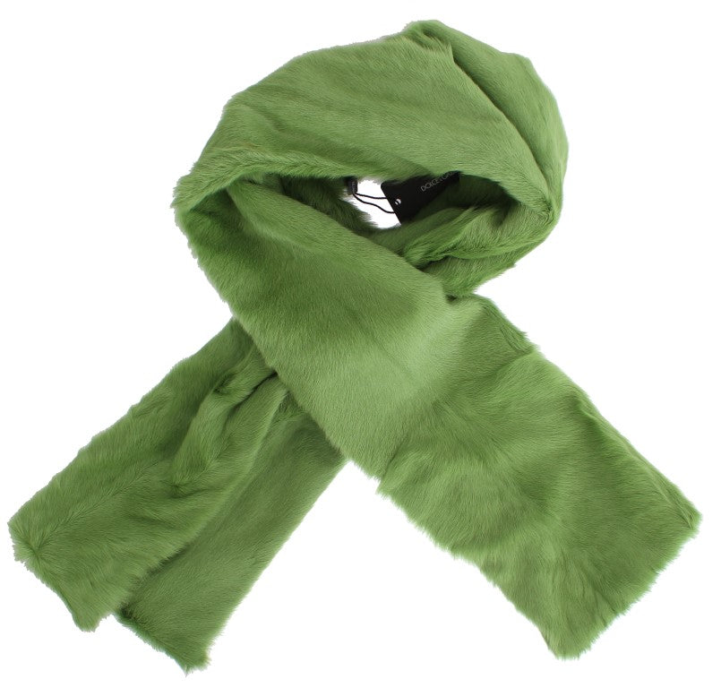 Dolce & Gabbana Elegant Green Fur Shoulder Wrap Scarf