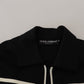 Dolce & Gabbana Elegant Full Zip Black and White Sweater