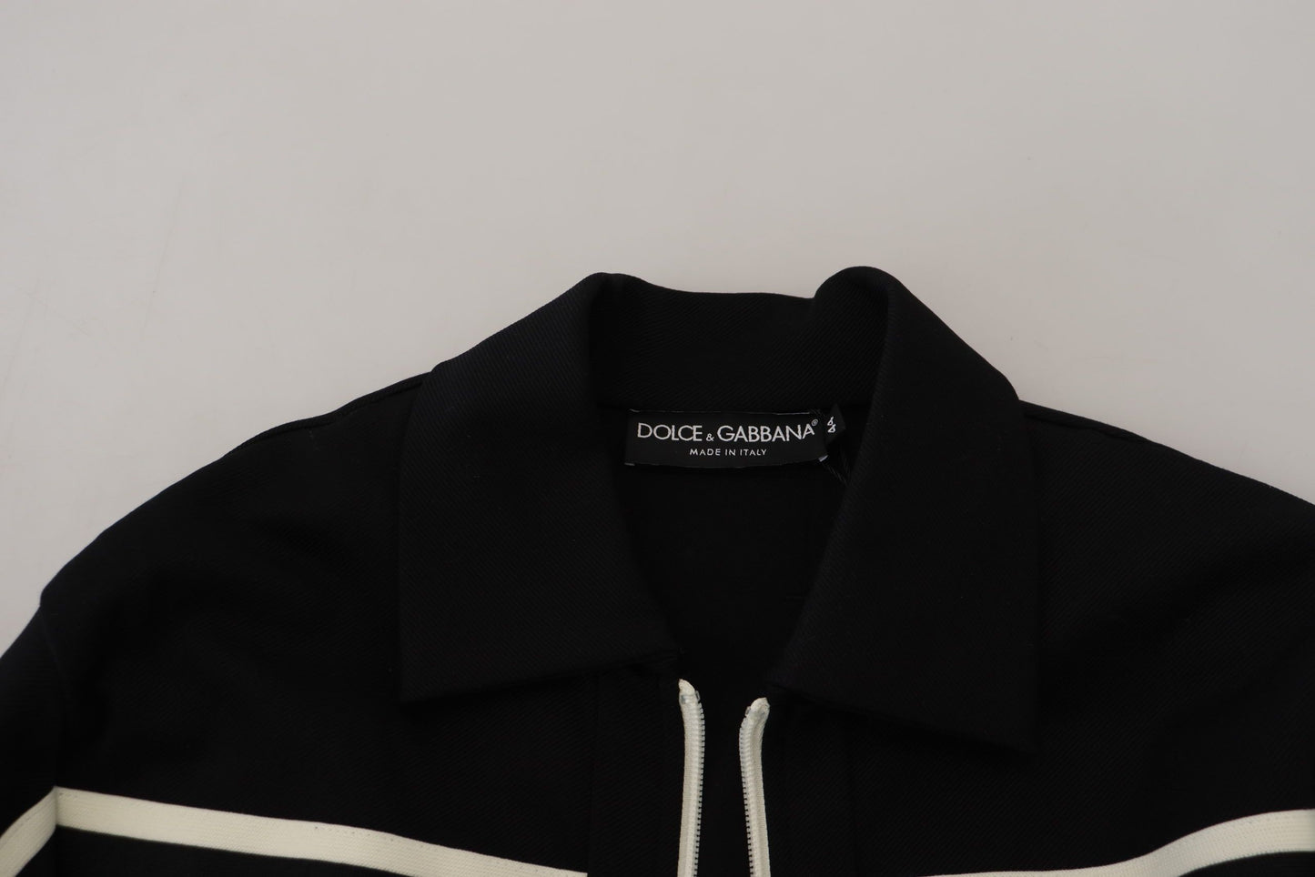 Dolce & Gabbana Elegant Full Zip Black and White Sweater