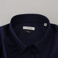 Versace Collection Elegant Dark Blue Cotton Blend Dress Shirt