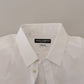 Dolce & Gabbana Elegant White Peacock Feather Dress Shirt