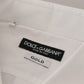 Dolce & Gabbana Elegant White Peacock Feather Dress Shirt