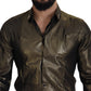 Dolce & Gabbana Elegant Gold Slim Fit Shirt with Crown Embroidery