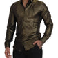 Dolce & Gabbana Elegant Gold Slim Fit Shirt with Crown Embroidery