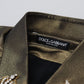 Dolce & Gabbana Elegant Gold Slim Fit Shirt with Crown Embroidery