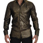 Dolce & Gabbana Elegant Gold Slim Fit Shirt with Crown Embroidery