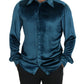 Dolce & Gabbana Elegant Blue Martini Slim Fit Casual Shirt