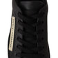 Dolce & Gabbana Black Gold Leather Low Top Sneakers Womens Shoes