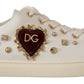 Dolce & Gabbana Studded Heart Leather Sneakers - Pure Elegance