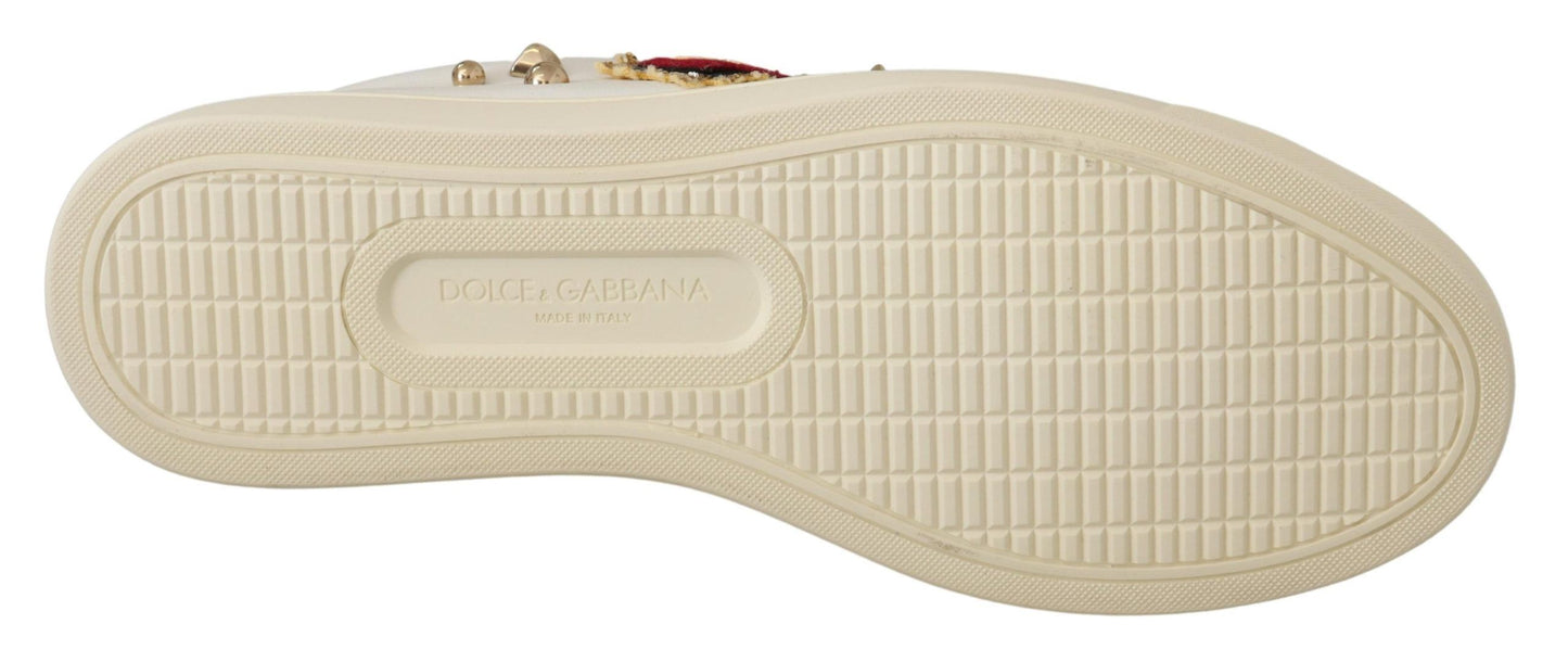 Dolce & Gabbana Studded Heart Leather Sneakers - Pure Elegance