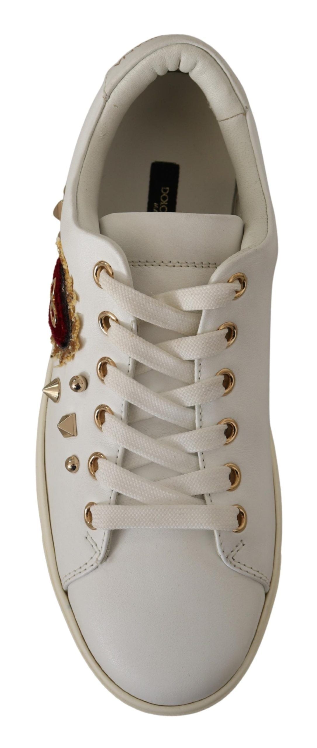 Dolce & Gabbana Studded Heart Leather Sneakers - Pure Elegance