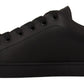 Dolce & Gabbana Elegant Black and Gold Low-top Leather Sneakers