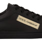 Dolce & Gabbana Elegant Black and Gold Low-top Leather Sneakers