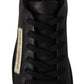 Dolce & Gabbana Elegant Black and Gold Low-top Leather Sneakers