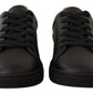 Dolce & Gabbana Elegant Black and Gold Low-top Leather Sneakers